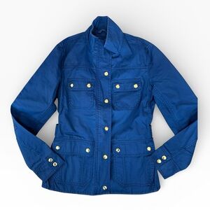 J.Crew Blue Utility Jacket XS Gold Button Military Style Cotton Field Jacket